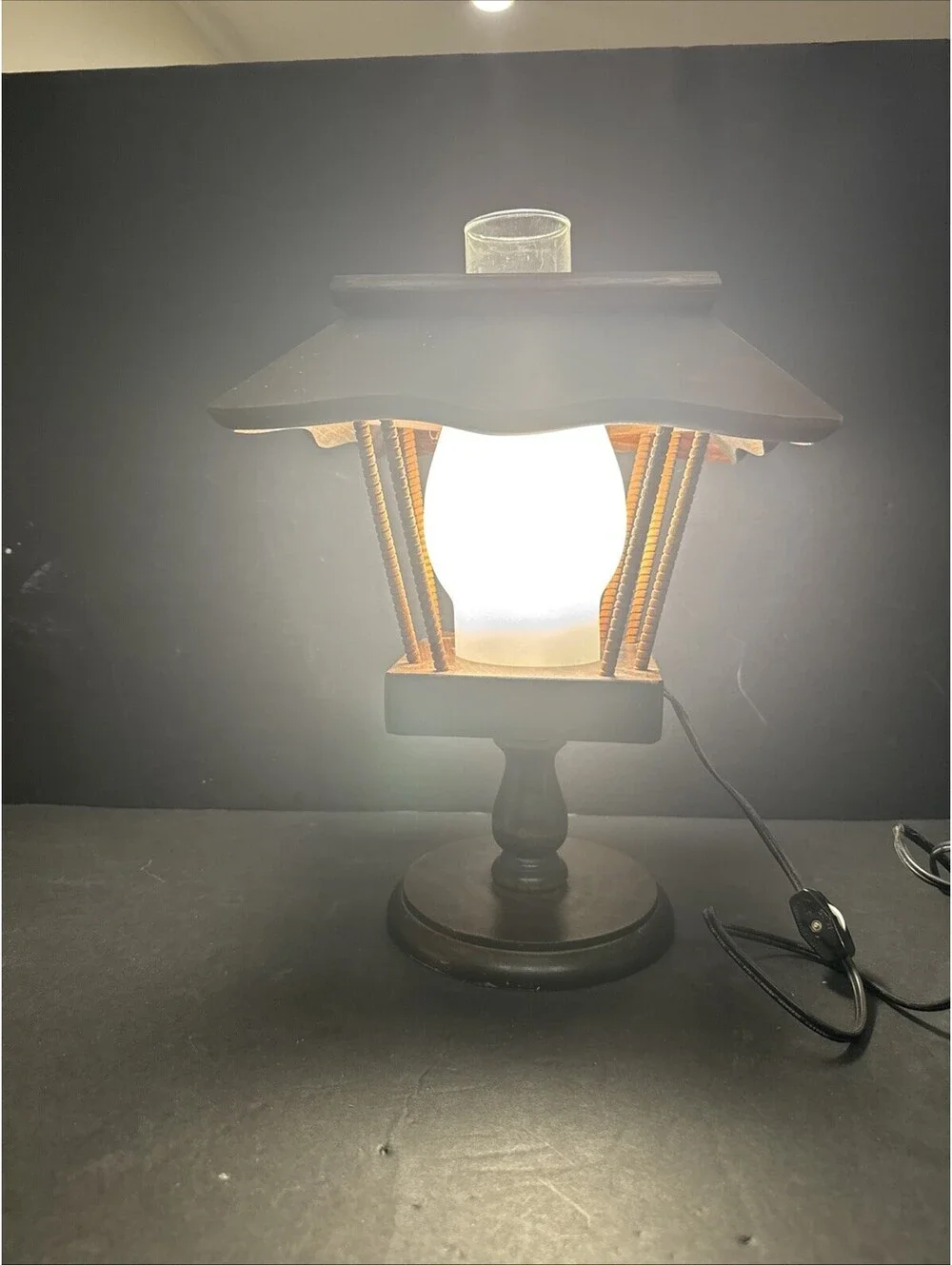 Vintage Wooden Chimney Shade Light Lamp Rustic Farmhouse Decor Electric